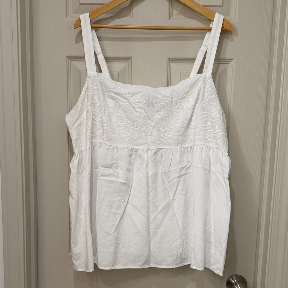 Torrid White Embroidered Blouse